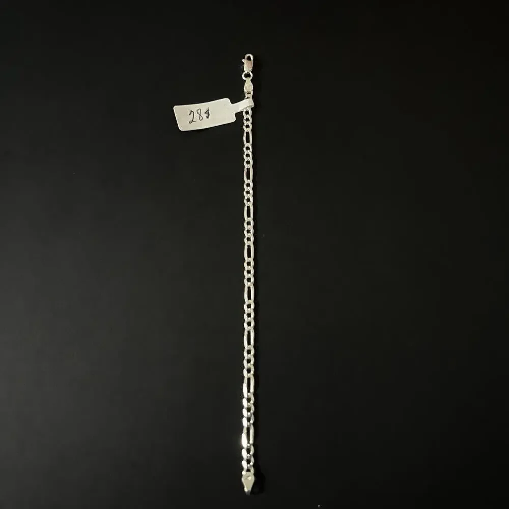 Esclava De Plata 925 Con Tejido Figaro,925 Silver Bracelet 7 Inch